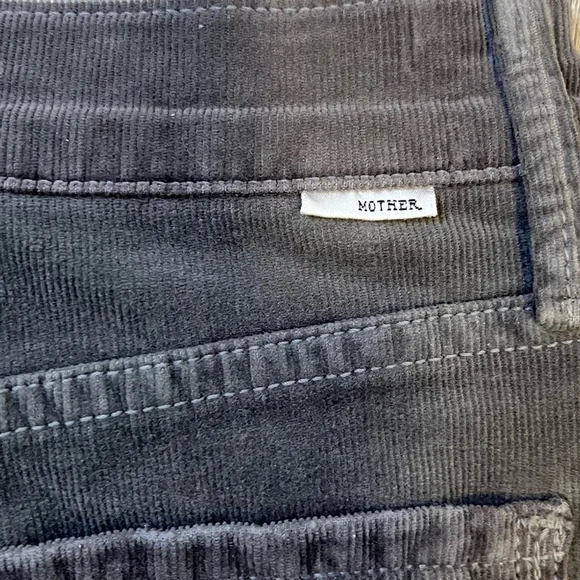 MOTHER Gray Corduroy Midi Skirt Frayed Raw Hem Size 24 - Picture 4 of 13